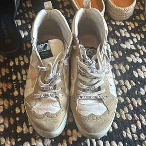 Golden Goose Beige and White Sneakers